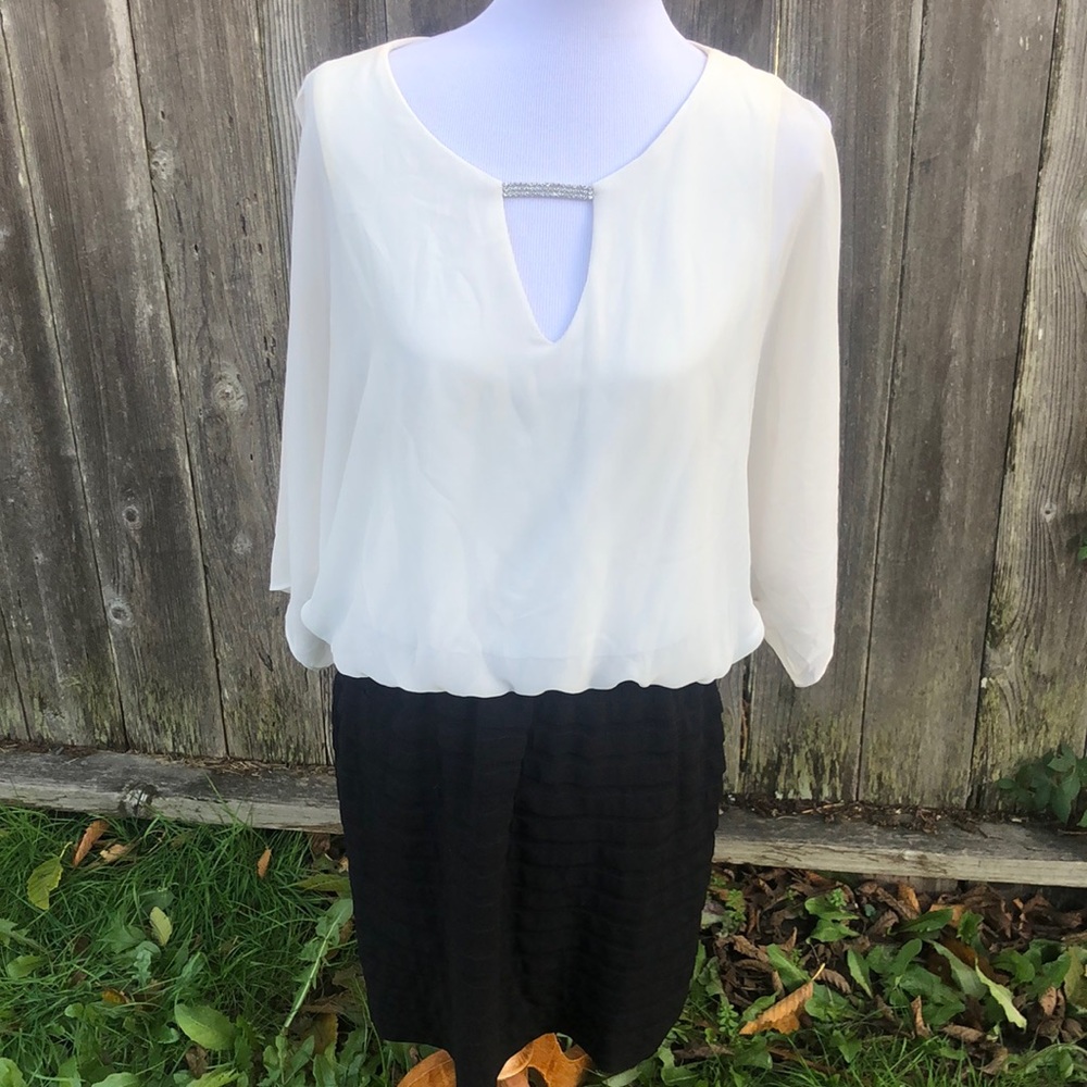 MSK Dress with Sheer Sleeves with Arm Slits. Size 14 Formal wear or Party Dress!